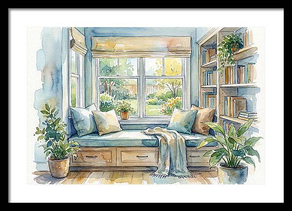 Cozy Reading Nook Watercolor