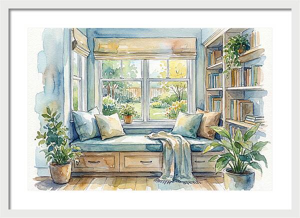 Cozy Reading Nook Watercolor