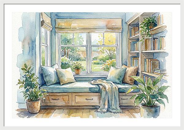 Cozy Reading Nook Watercolor