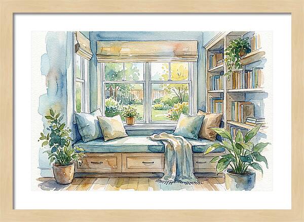 Cozy Reading Nook Watercolor