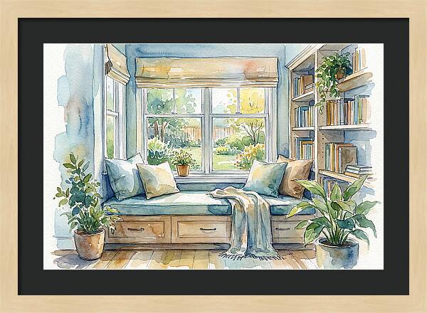 Cozy Reading Nook Watercolor