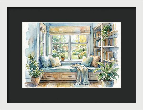 Cozy Reading Nook Watercolor