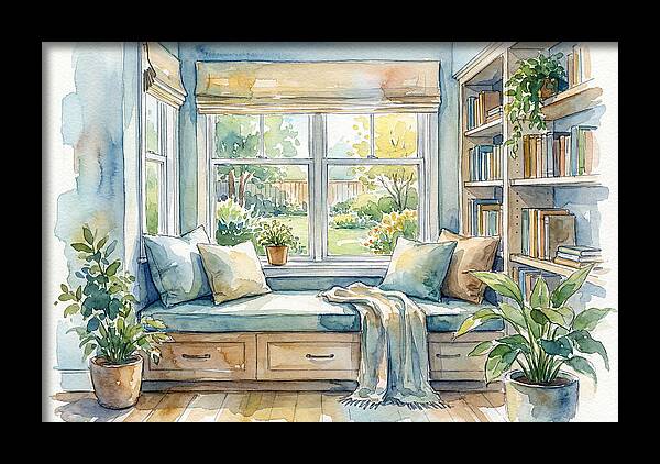 Cozy Reading Nook Watercolor