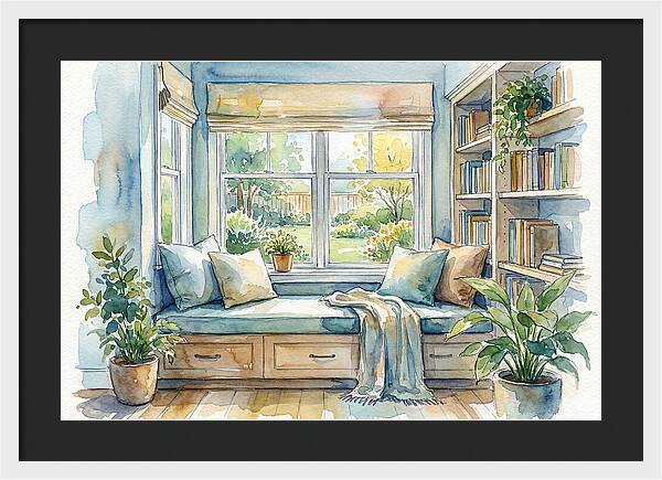 Cozy Reading Nook Watercolor