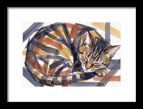 Cozy Tabby Cat In Watercolor