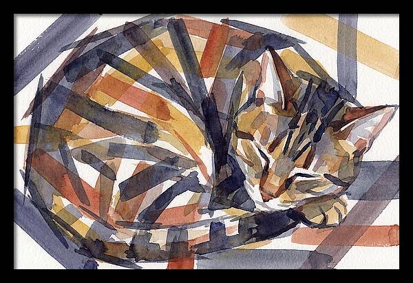 Cozy Tabby Cat In Watercolor