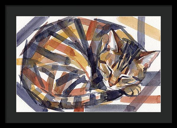 Cozy Tabby Cat In Watercolor