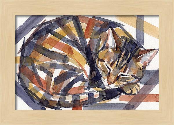 Cozy Tabby Cat In Watercolor