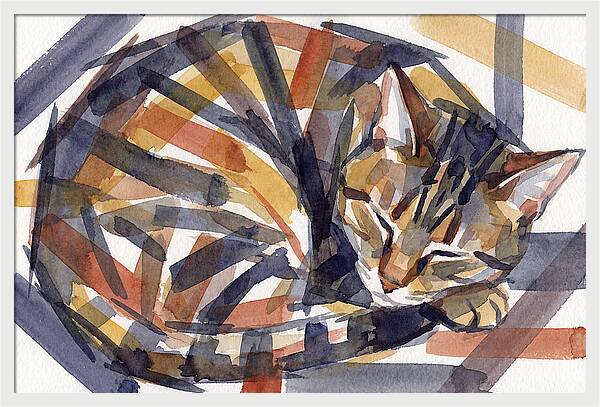 Cozy Tabby Cat In Watercolor