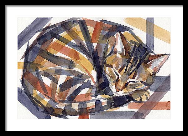 Cozy Tabby Cat In Watercolor
