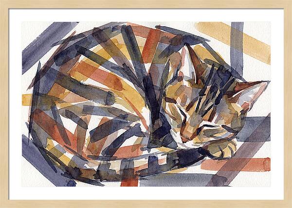 Cozy Tabby Cat In Watercolor