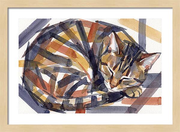 Cozy Tabby Cat In Watercolor