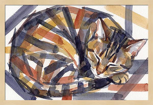 Cozy Tabby Cat In Watercolor
