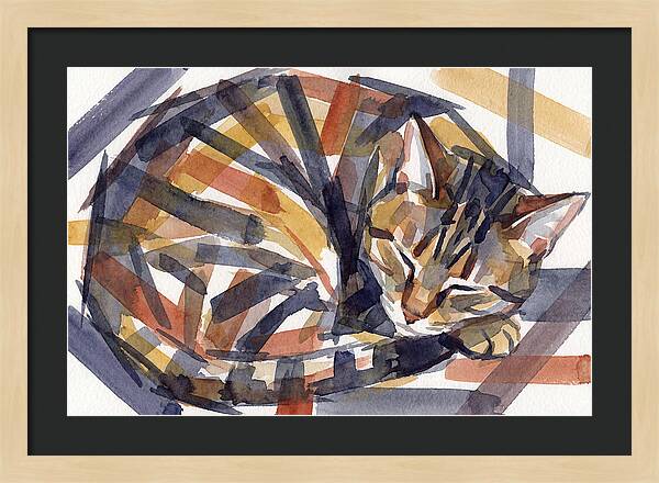 Cozy Tabby Cat In Watercolor