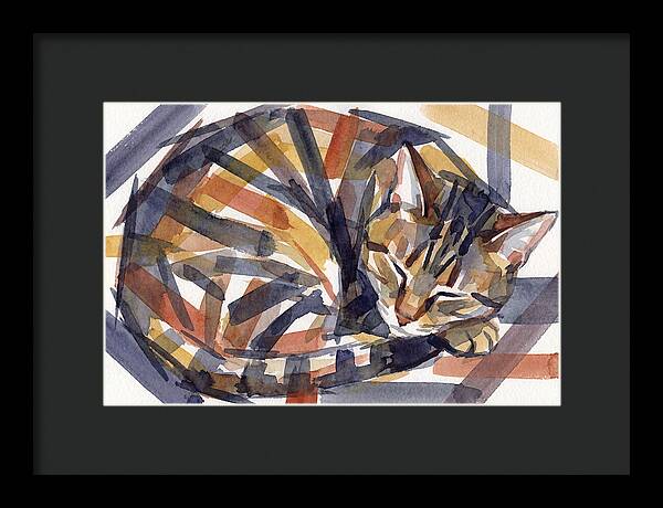 Cozy Tabby Cat In Watercolor
