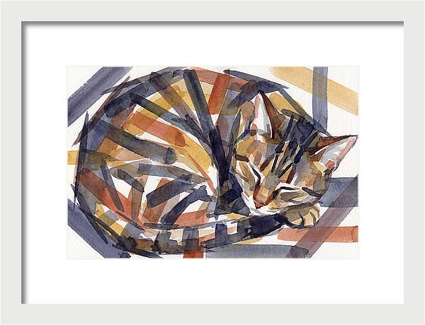 Cozy Tabby Cat In Watercolor