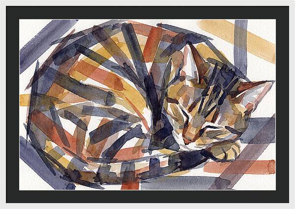 Cozy Tabby Cat In Watercolor