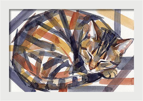 Cozy Tabby Cat In Watercolor
