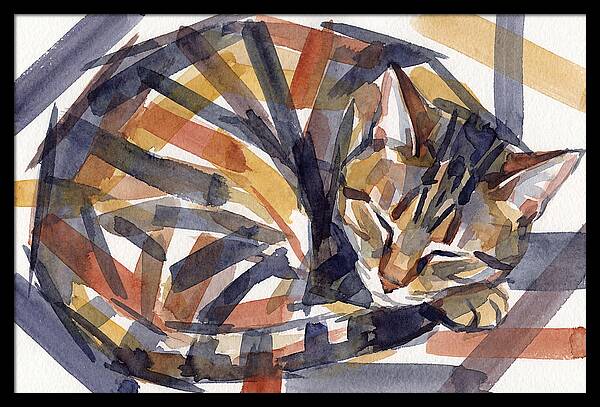 Cozy Tabby Cat In Watercolor