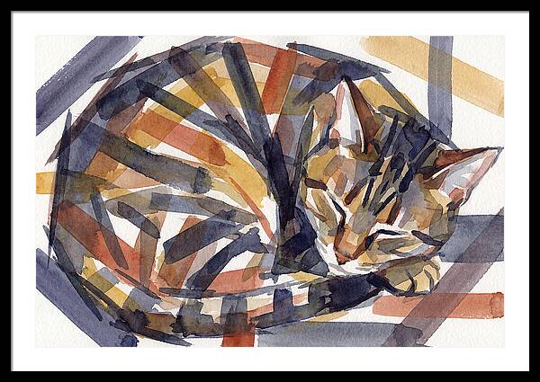 Cozy Tabby Cat In Watercolor