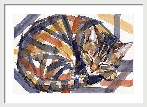 Cozy Tabby Cat In Watercolor