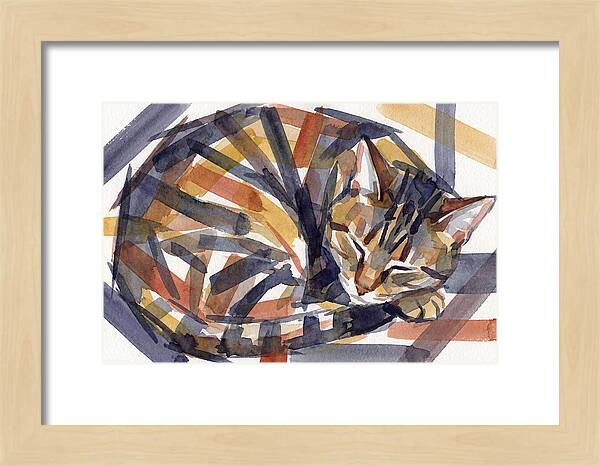 Cozy Tabby Cat In Watercolor