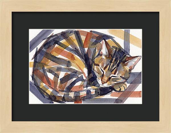 Cozy Tabby Cat In Watercolor