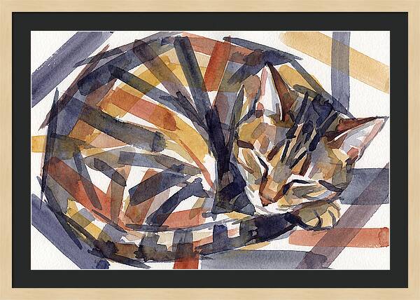 Cozy Tabby Cat In Watercolor