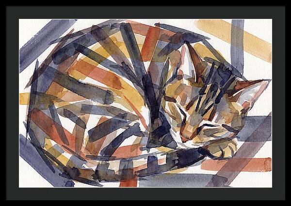 Cozy Tabby Cat In Watercolor