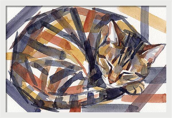 Cozy Tabby Cat In Watercolor