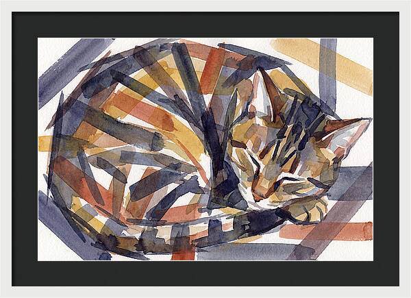 Cozy Tabby Cat In Watercolor