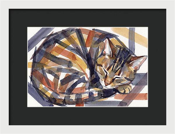 Cozy Tabby Cat In Watercolor