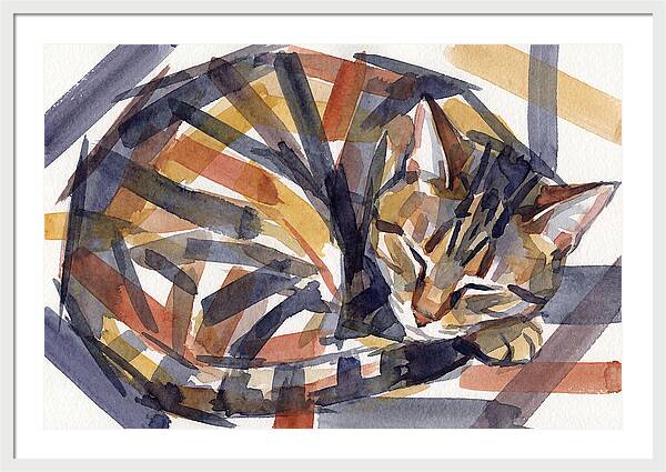 Cozy Tabby Cat In Watercolor