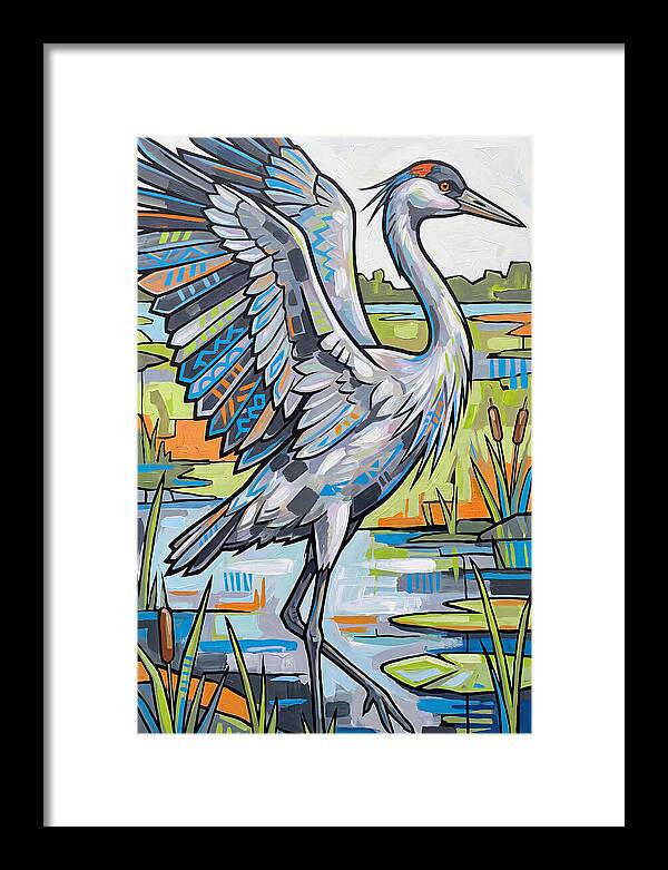Crane In Vibrant Marshland