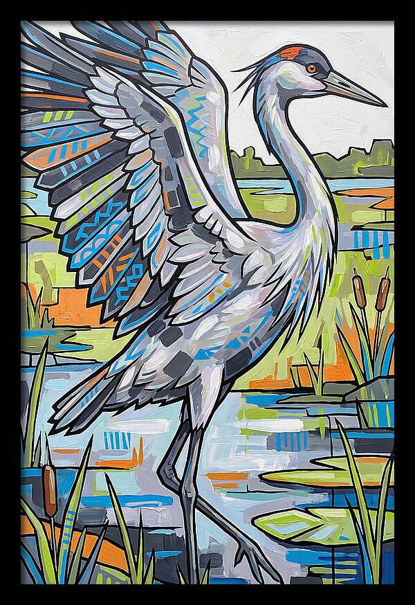 Crane In Vibrant Marshland