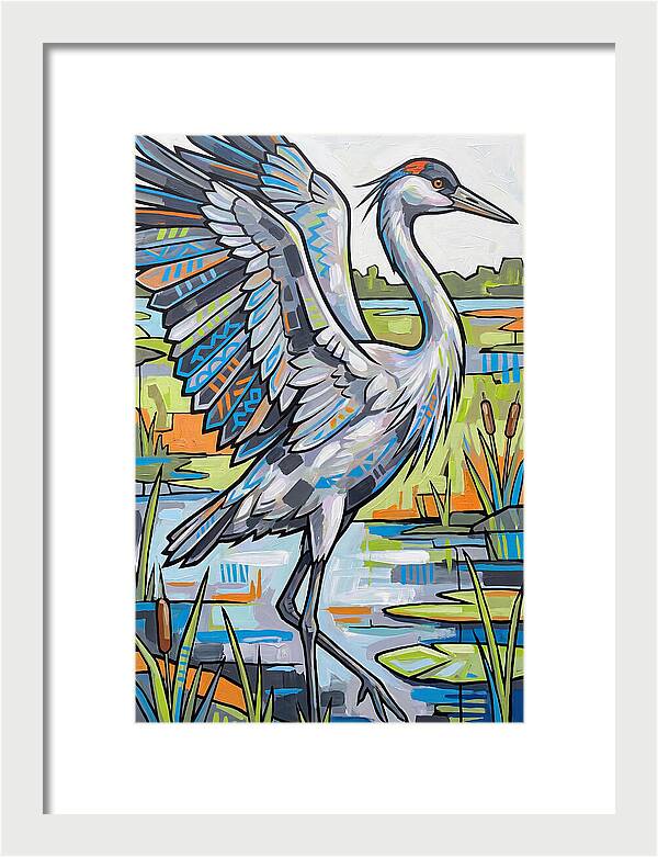 Crane In Vibrant Marshland