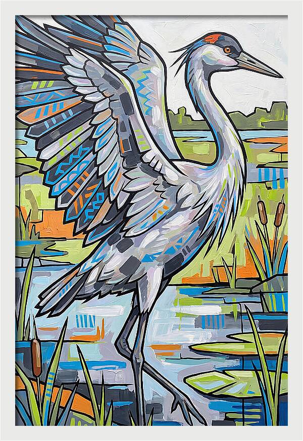 Crane In Vibrant Marshland