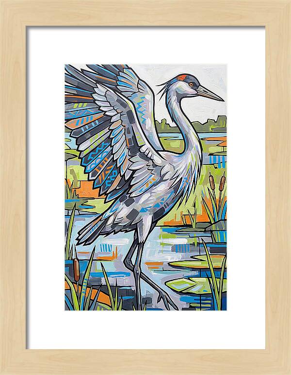Crane In Vibrant Marshland