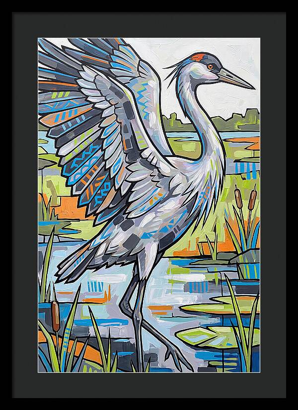 Crane In Vibrant Marshland