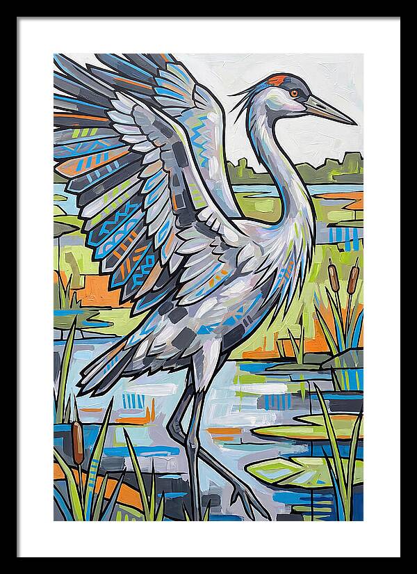 Crane In Vibrant Marshland