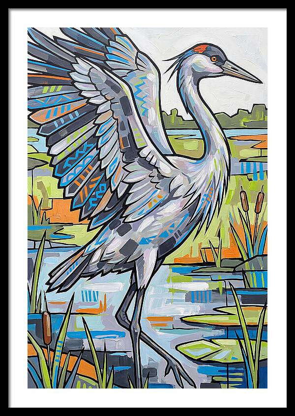 Crane In Vibrant Marshland