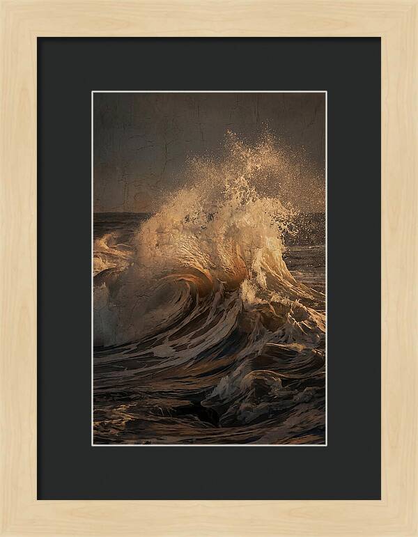 Crashing Wave With Golden Spray