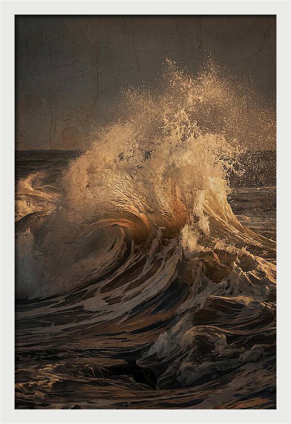 Crashing Wave With Golden Spray