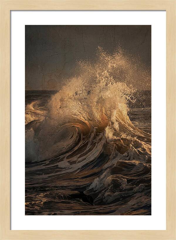 Crashing Wave With Golden Spray