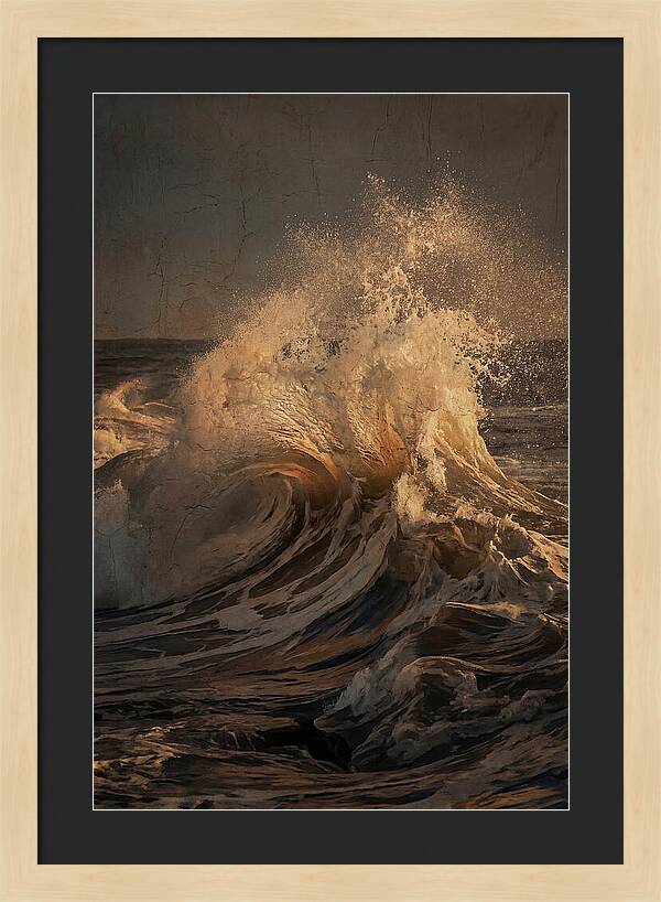 Crashing Wave With Golden Spray
