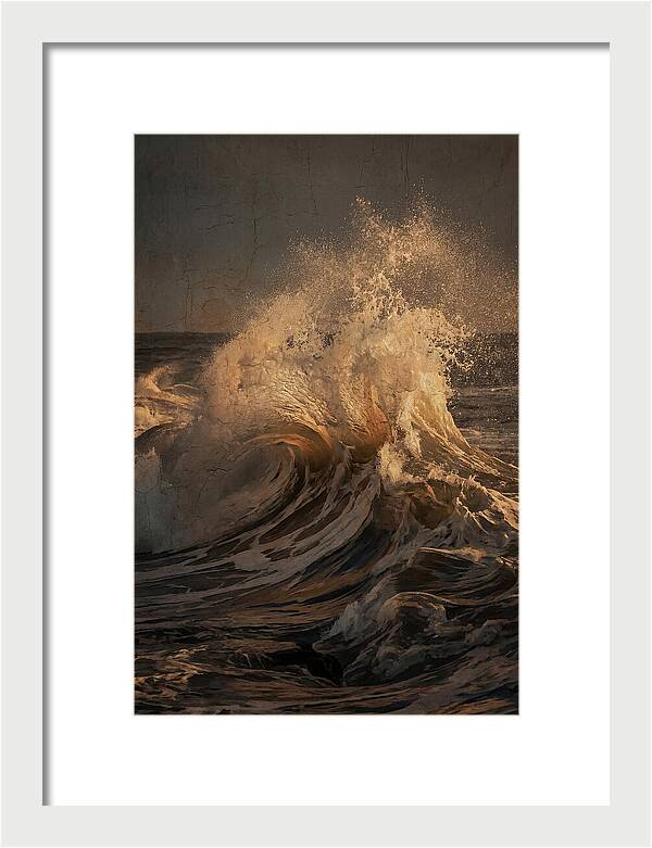 Crashing Wave With Golden Spray