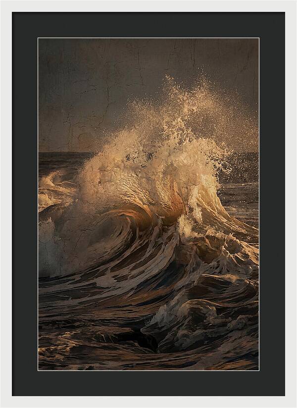 Crashing Wave With Golden Spray