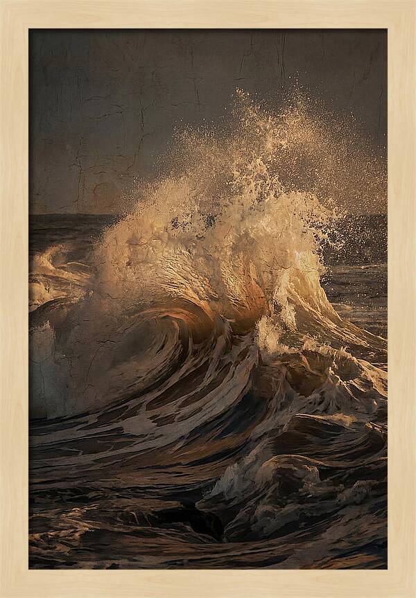 Crashing Wave With Golden Spray