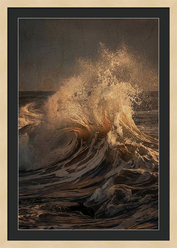 Crashing Wave With Golden Spray