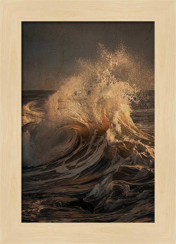Crashing Wave With Golden Spray